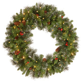 Pre-Lit 30 in. Crestwood Spruce Christmas Wreath with Twinkly Smart LED Lights, App Controlled Holiday Door Decor