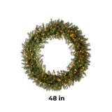 Pre-Lit 48 in. Norwood Fir Christmas Wreath with 200 Clear Lights, Plug-In Large Holiday Decoration