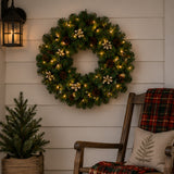 Pre-Lit 24 in. Crestwood Gold Spruce Christmas Wreath with Warm White LED Lights