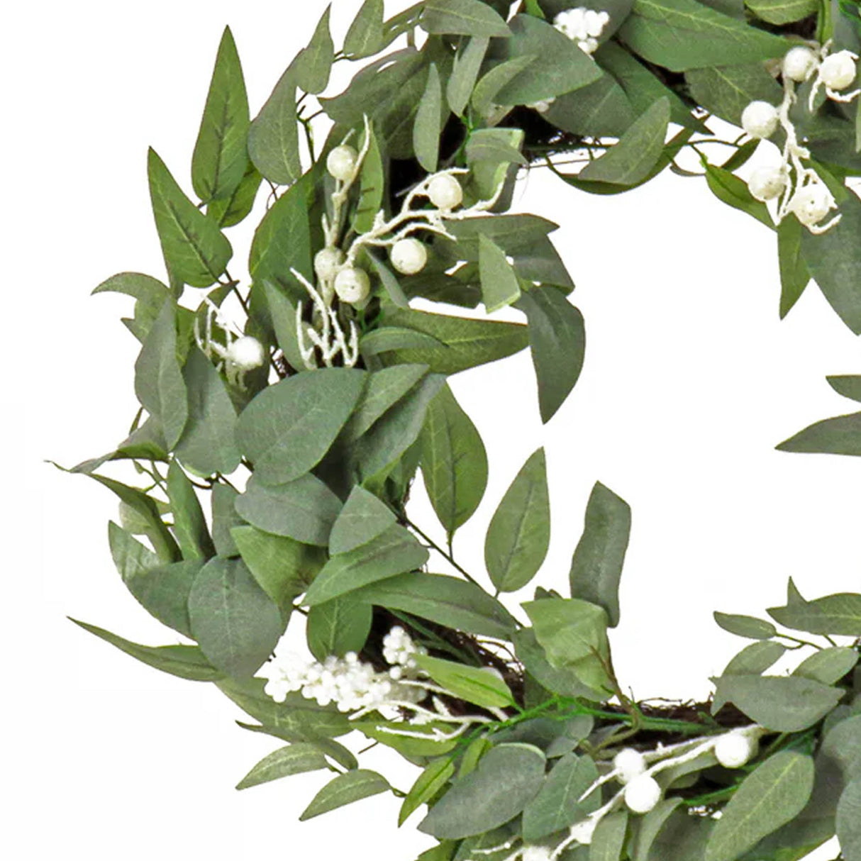 24IN Mixed Leaves Christmas Wreath with Snow Berry Clusters