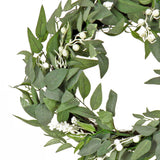 24IN Mixed Leaves Christmas Wreath with Snow Berry Clusters
