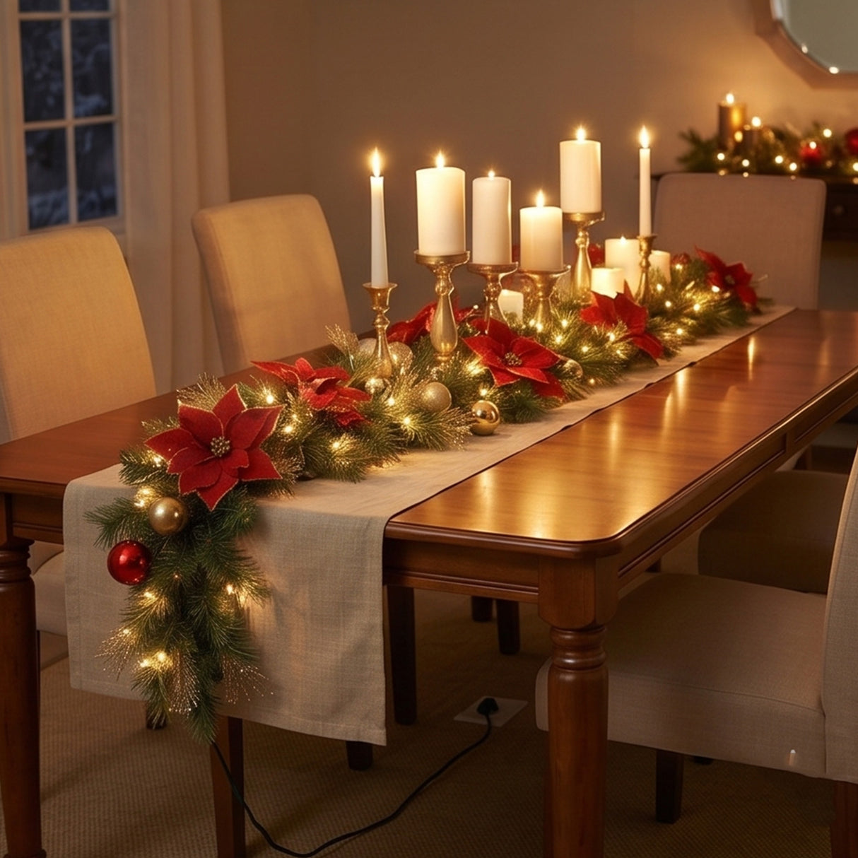9FT Pre-Lit Decorative Collection Holiday Garland with Clear Lights