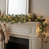 9FT Pre-Lit Glistening Pine Garland with Clear Lights