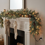 9FT Pre-Lit Copenhagen Spruce Garland with Clear Lights