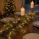 Pre-Lit Whitter Pine Garland with Warm White LED Lights, 9 Foot