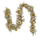 Pre-Lit Gold Ornament Metallic Garland with Warm White LED Lights, 9 Foot
