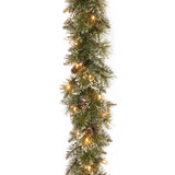 Pre-Lit Glittery Bristle Pine Garland with Warm White LED Lights, 6 Foot