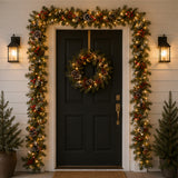 Pre-Lit Frosted Berry Garland with Clear Lights, 9 Foot (Plug-In)