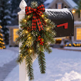 Pre-Lit Wintry Pine Mailbox Swag with Warm White LED Lights, 36 Inch