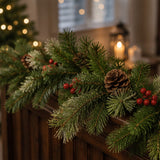 Evergreen and Cashmere Tips Christmas Garland, 9 Foot Holiday Decor