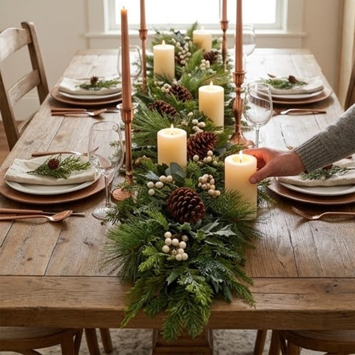 Inspired by Nature Christmas Garland with White Berries & Pinecones, 6 Foot