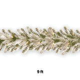 Pre-Lit Snowy Sheffield Spruce Garland with Clear Lights, 9ft Holiday Decor