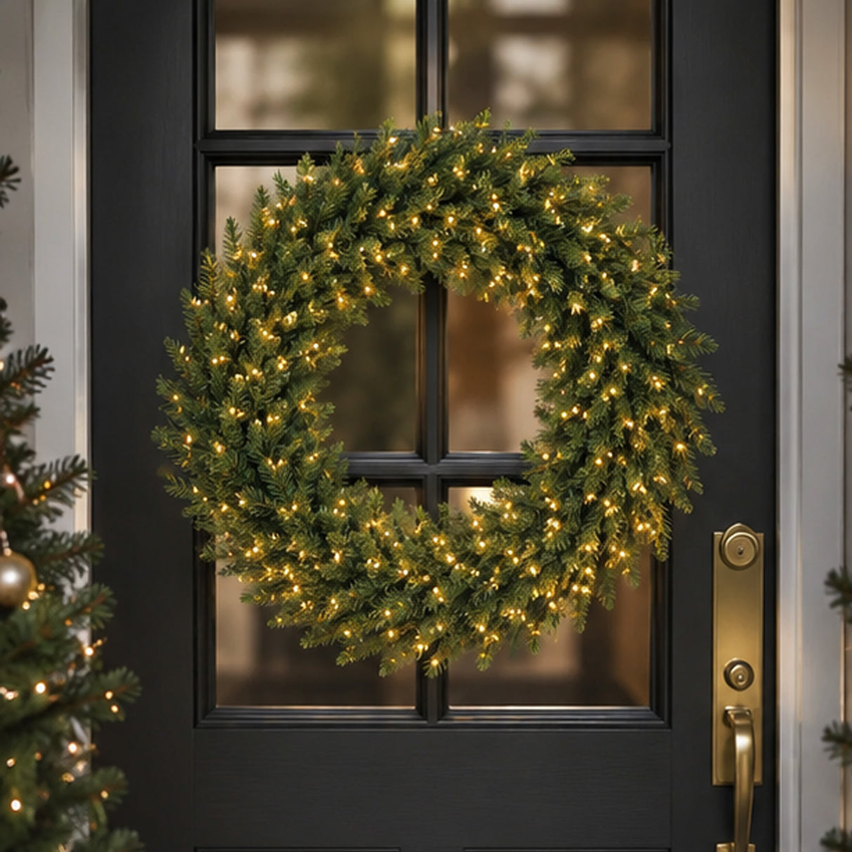 42in Pre-Lit Downswept Douglas Fir Christmas Wreath with Warm White LED Lights