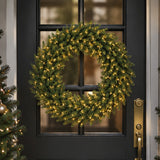 42in Pre-Lit Downswept Douglas Fir Christmas Wreath with Warm White LED Lights