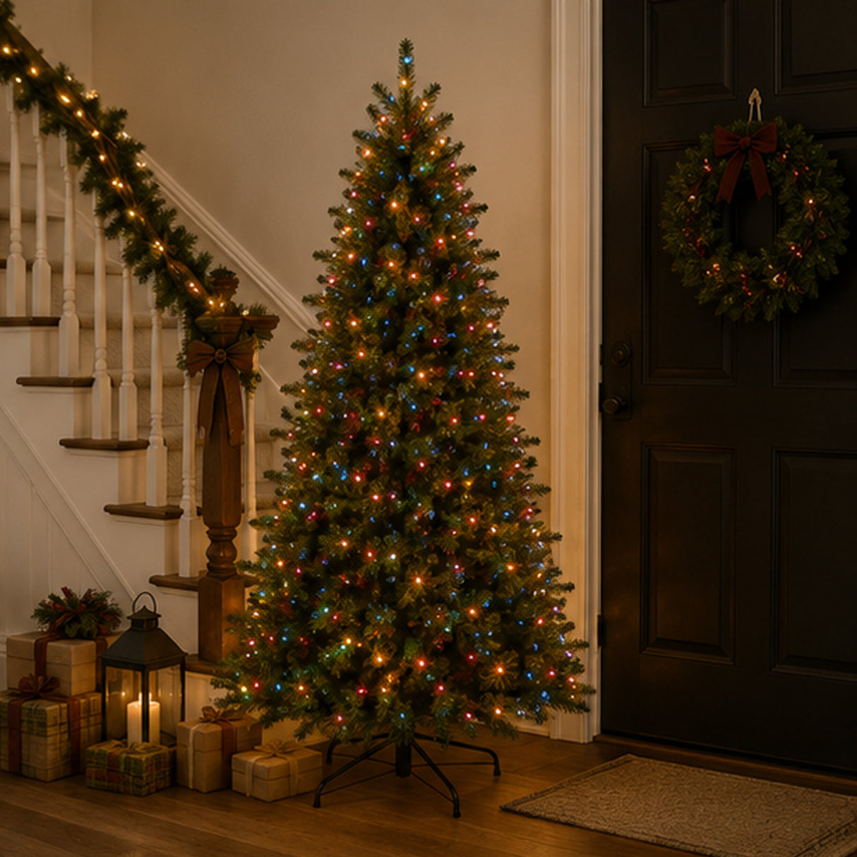 9ft Pre-Lit Dunhill Fir Christmas Tree with 1,100 Clear Lights