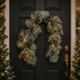 7ft Snowy Long Needle Christmas Garland with Pinecones