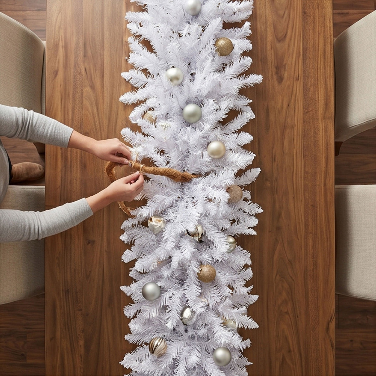 9ft Pre-Lit Dunhill Fir White Christmas Tree with Clear Lights