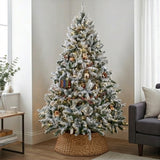 9ft Pre-Lit Snowy Hudson Flocked Christmas Tree with Warm White LED Lights