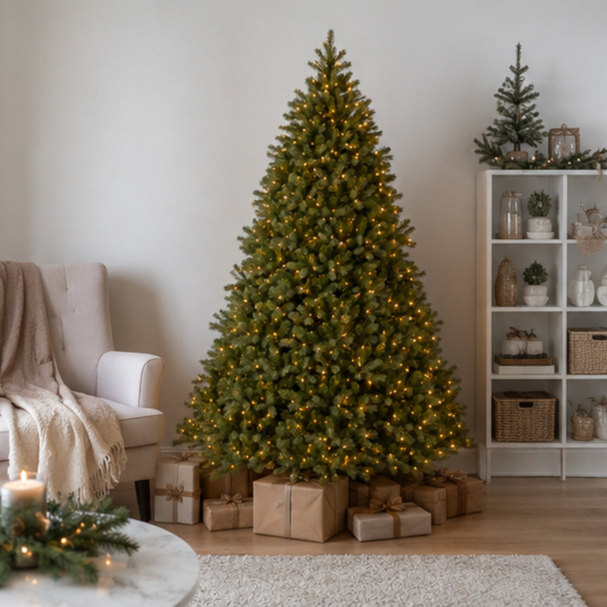 10ft Pre-Lit Downswept Douglas Fir Christmas Tree with Dual Color LED Lights