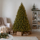 10ft Pre-Lit Downswept Douglas Fir Christmas Tree with Dual Color LED Lights