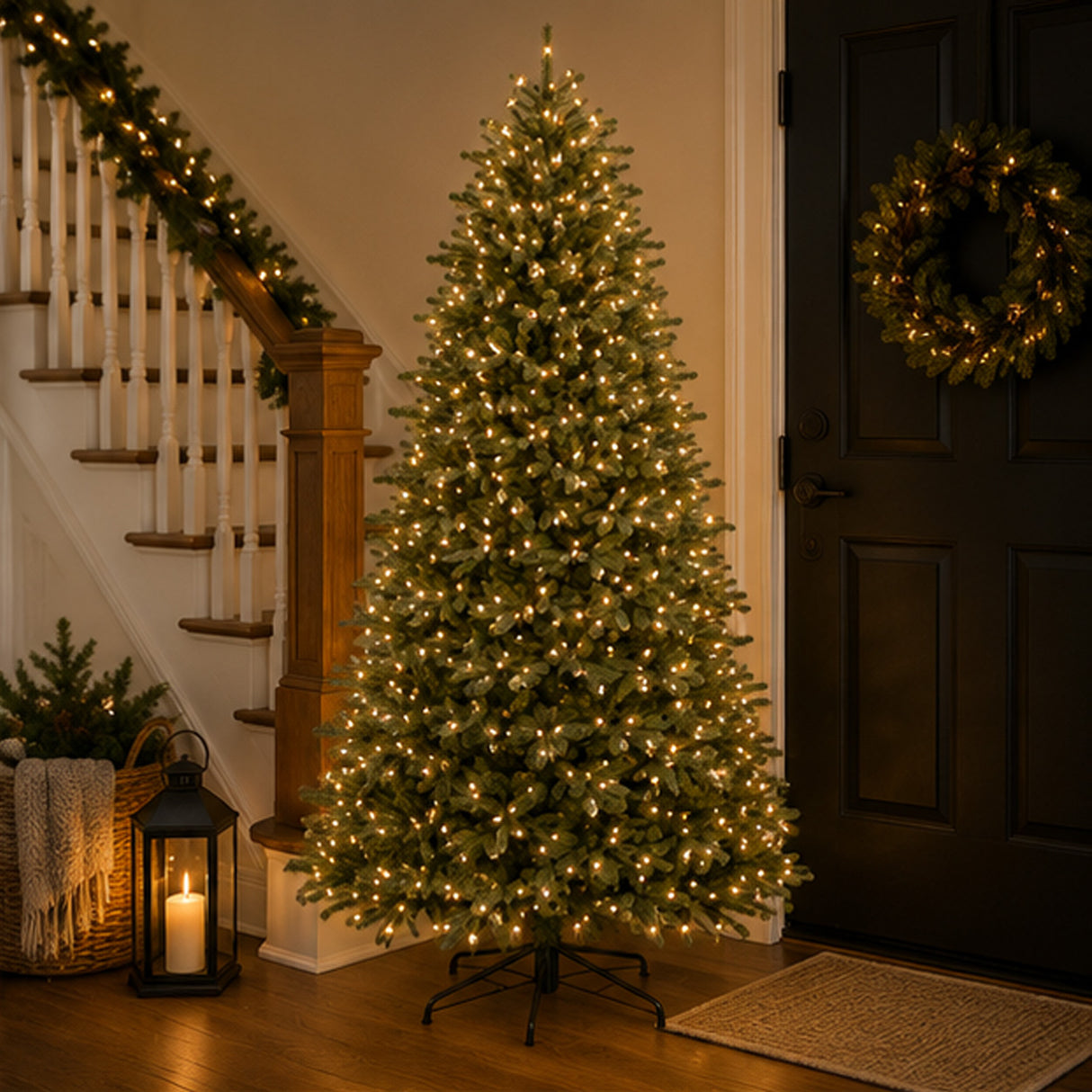 10ft Pre-Lit Jersey Fraser Fir Artificial Christmas Tree with Dual Color LED Lights
