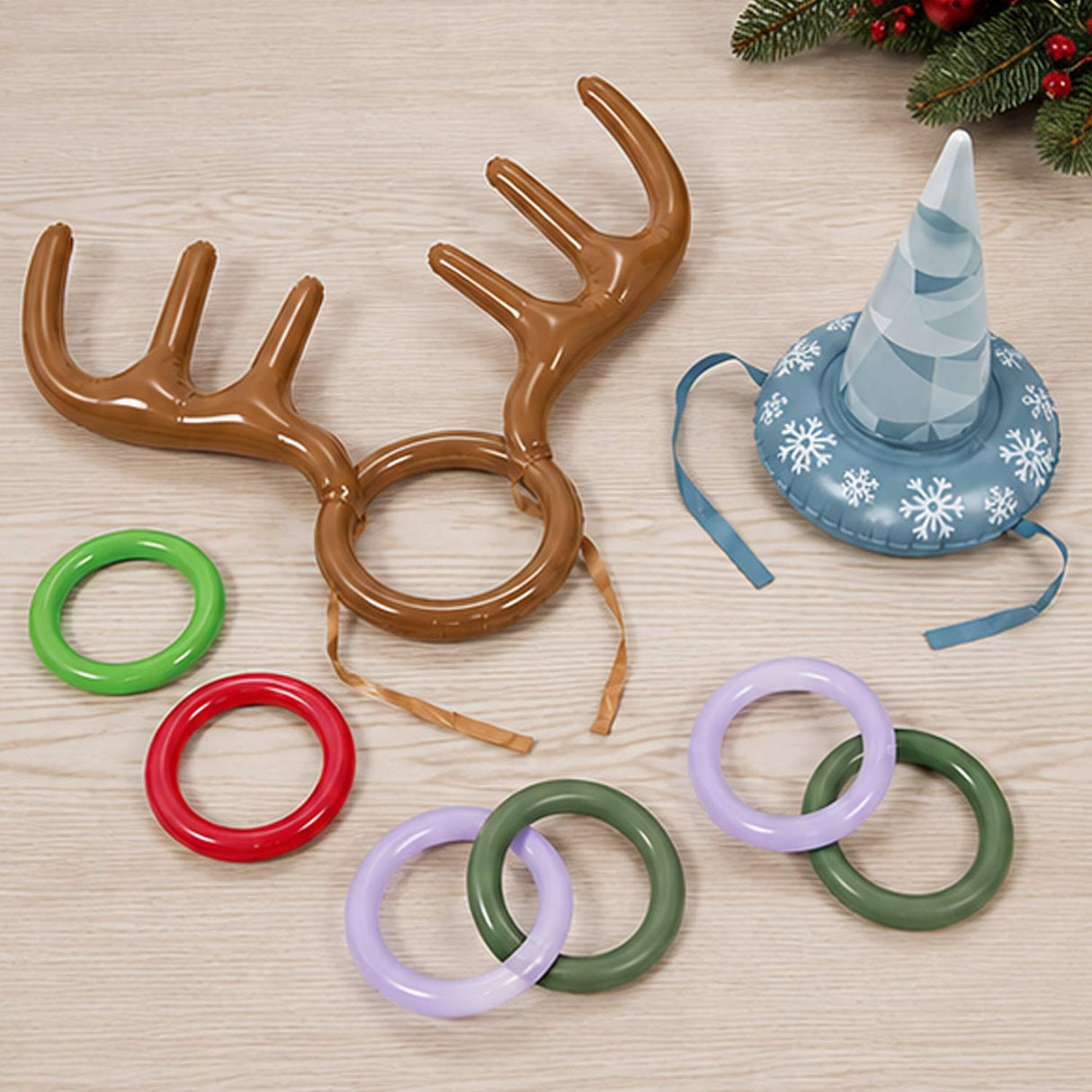 Christmas Inflatable Headwear Ring Toss Games Assortment Kit – 12 Pc Party Set