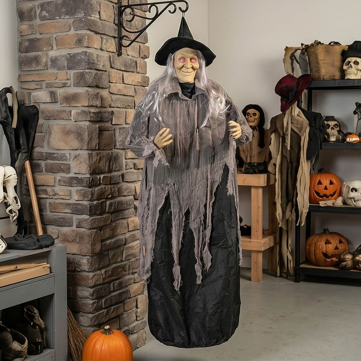 59" x 54" Floating Witch Animated Halloween Decoration