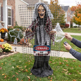 5 Ft Animated Electric Fence “Beware of Zombies” Halloween Decoration