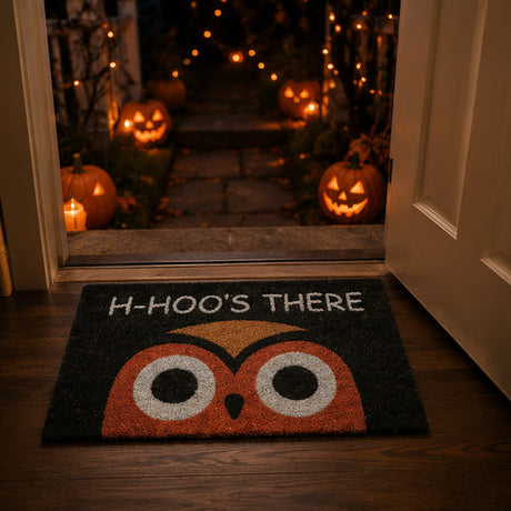 30IN Halloween “WHO’S THERE” Owl Doormat Decoration