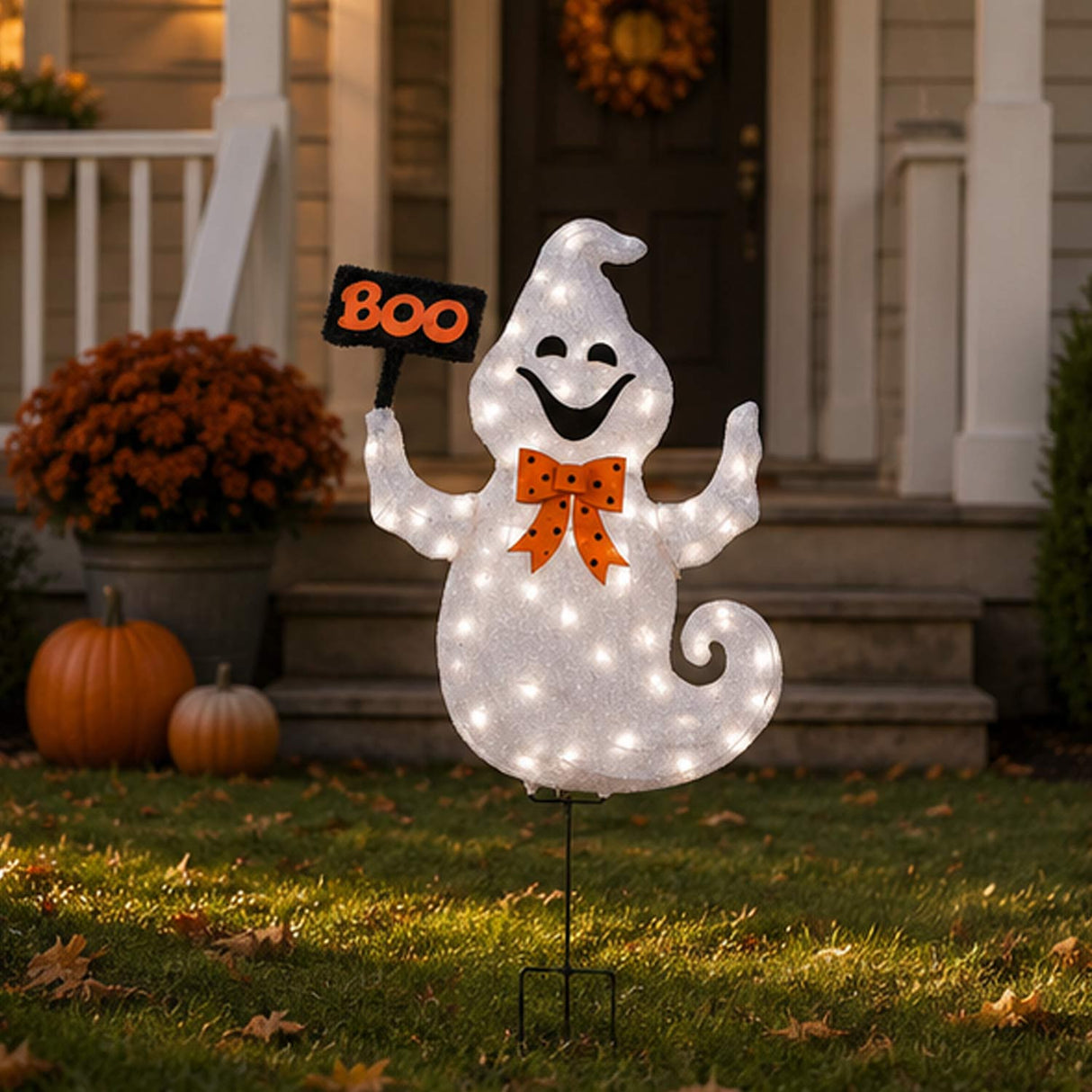 Halloween Pre-Lit BOO Ghost Lawn Decoration with LED Lights