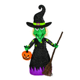 39 in. Halloween Pre-Lit Green Witch Lawn Decoration with LED Lights Plug-In