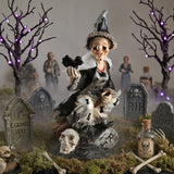 10 in Spooky Witch on Broom Halloween Tabletop Decor