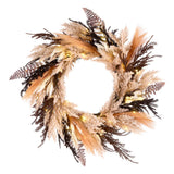 26 in Pre Lit Orange Black Pampas Halloween Wreath LED Decor