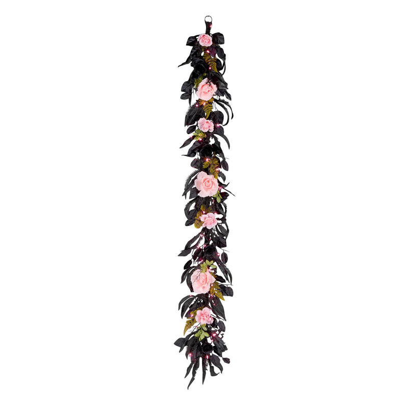6 ft Halloween Cute Creepy Garland with Pink LED Lights