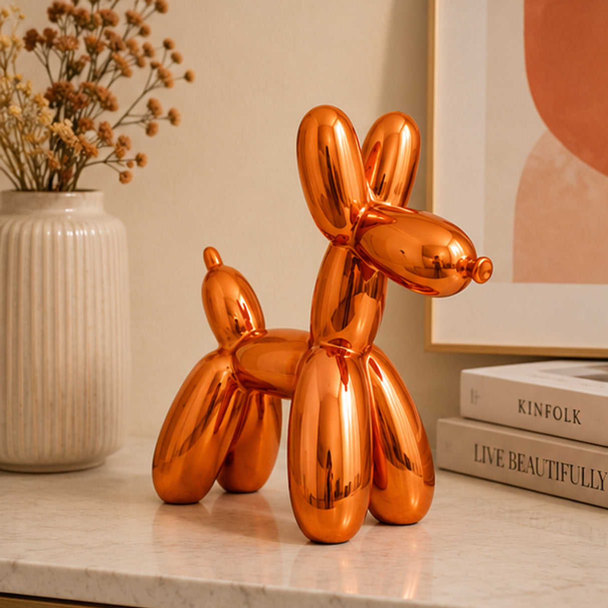 11IN Orange Balloon Dog Figurine Halloween Table Decor