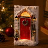 10IN Holiday Door Front Figurine with Warm White LED Lights Indoor Christmas Decor