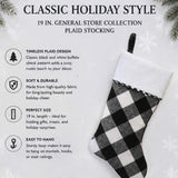 19IN General Store Collection Black & White Plaid Christmas Stocking