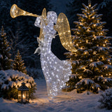 48IN Silver Angel Decor with Cool White LED Lights Plug-In
