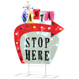 50IN Pre-Lit Vintage Vegas Santa Stop Here Sign LED Christmas Decor