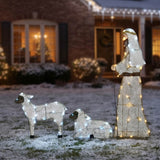 41IN Fabric Glitter Shepherd & Sheep LED Light Set