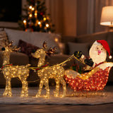 34 in. Santa and Reindeer with Clear Lights