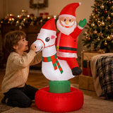 6 ft. Inflatable Santa on Rocking Horse with LED Lights, Plug-In Christmas Yard Decoration