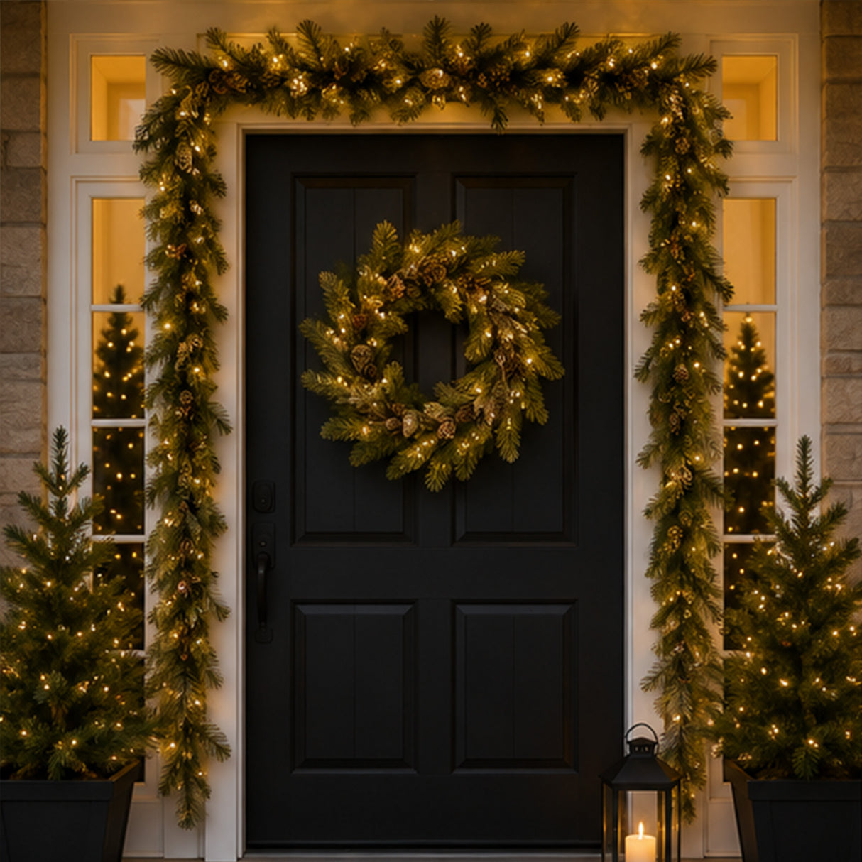 9FT Pre Lit Carolina Pine Garland with Clear Lights