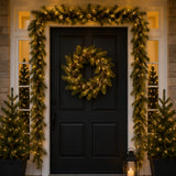 9FT Pre Lit Carolina Pine Garland with Clear Lights