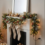 9FT Pre-Lit Wintry Pine Garland with Clear Lights
