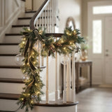 9FT Pre-Lit Glistening Pine Garland with Clear Lights