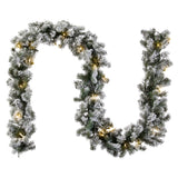 9FT Pre-Lit Snowy Camden Garland with Clear Lights
