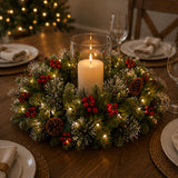 Pre-Lit Crestwood Spruce Wreath with Warm White LED Lights, 24 Inch