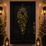 Pre-Lit Frosted Berry Teardrop Swag with Warm White LED Lights, 36 Inch