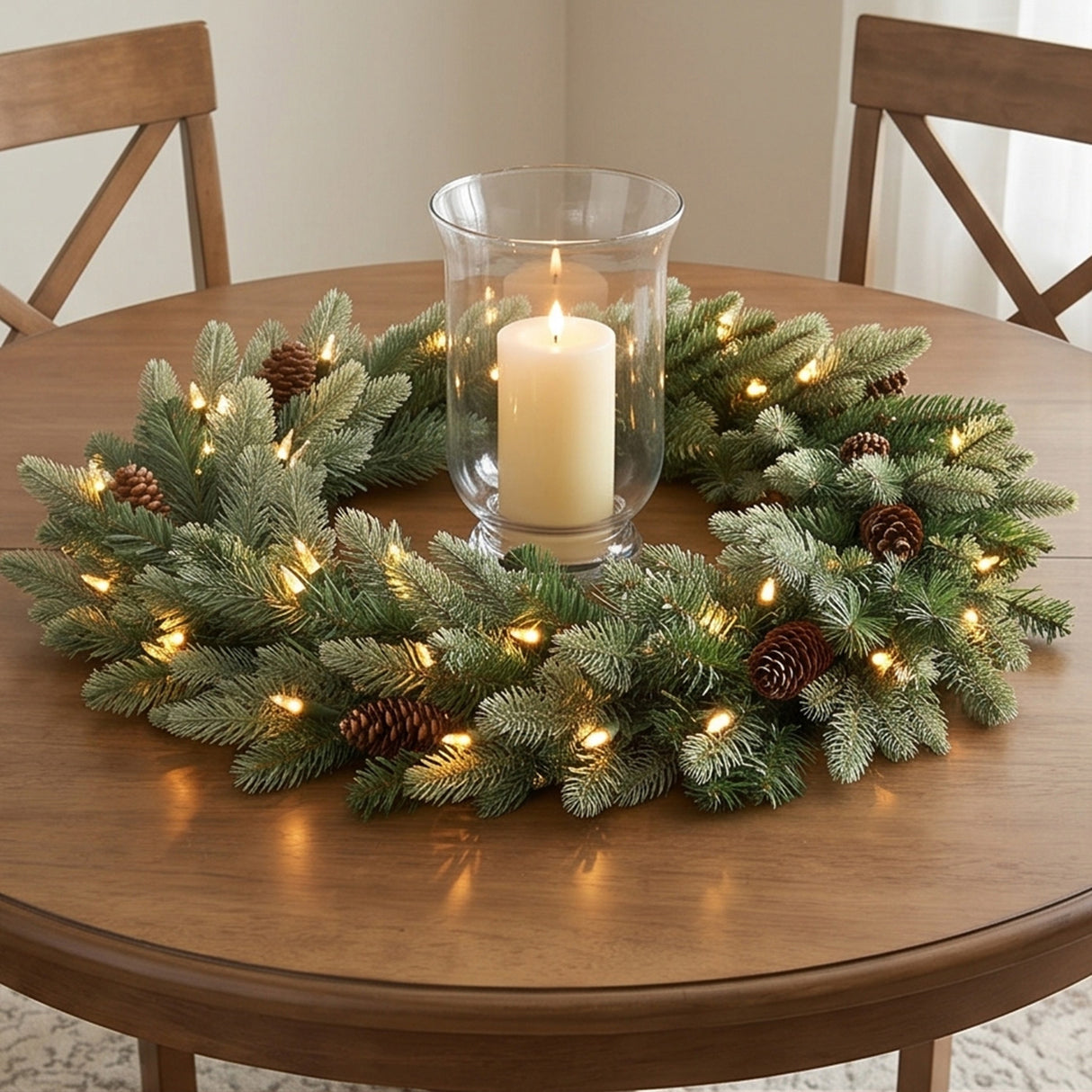 Pre-Lit Copenhagen Spruce Garland with Clear Lights, 9 Foot (Plug-In)